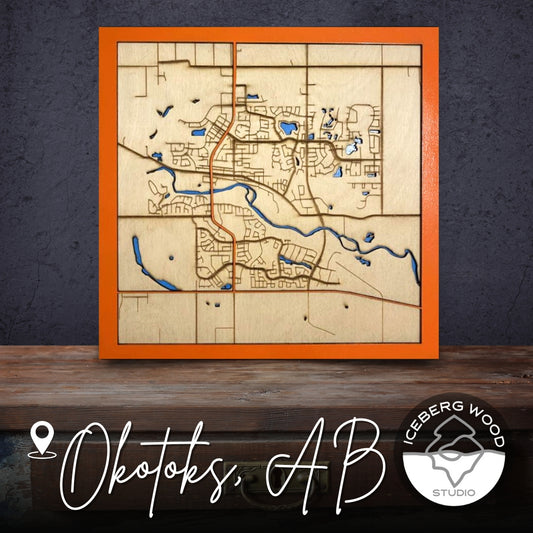 1' X 1' Wooden Map of Any City in the World