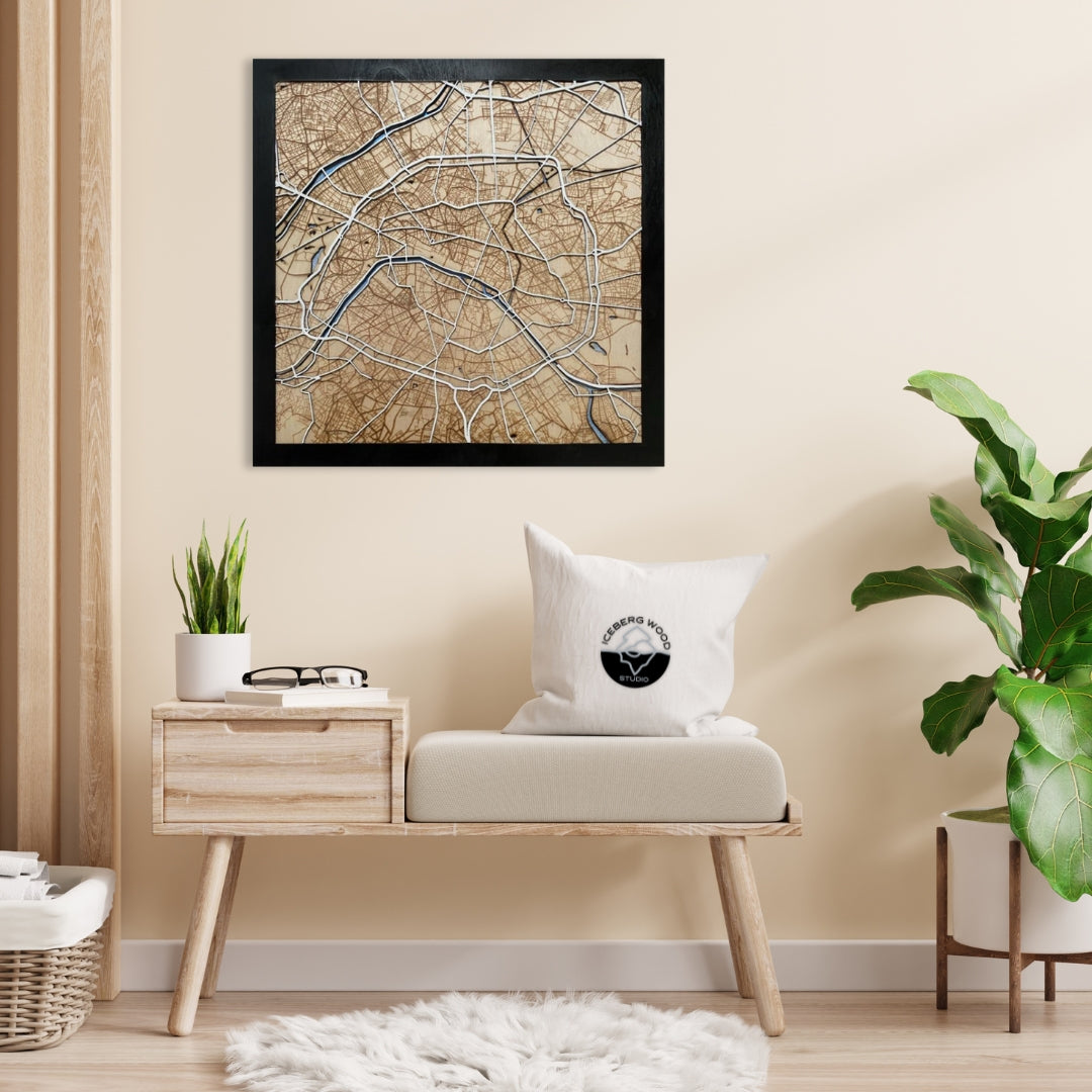 2' x 2' Wooden Map of Any City in the World
