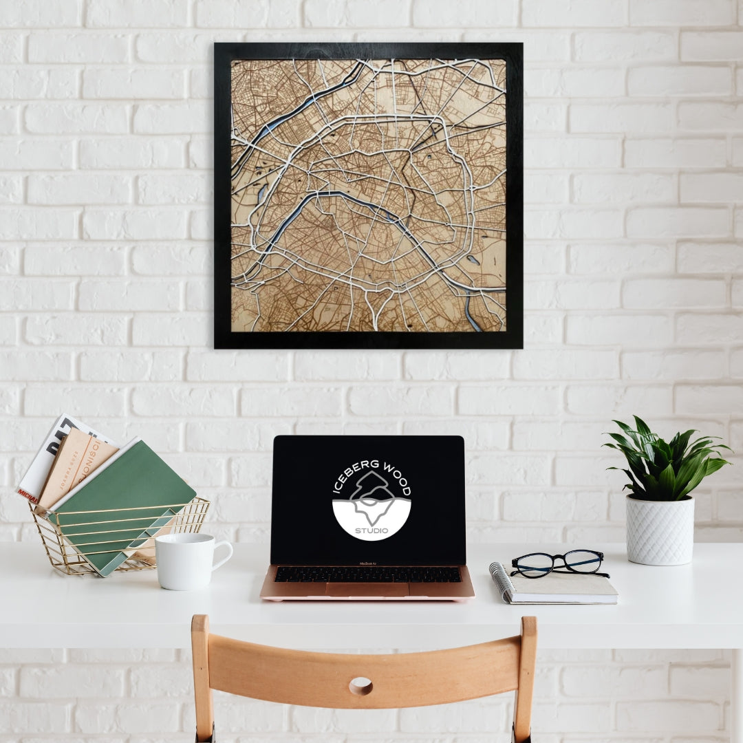 2' x 2' Wooden Map of Any City in the World