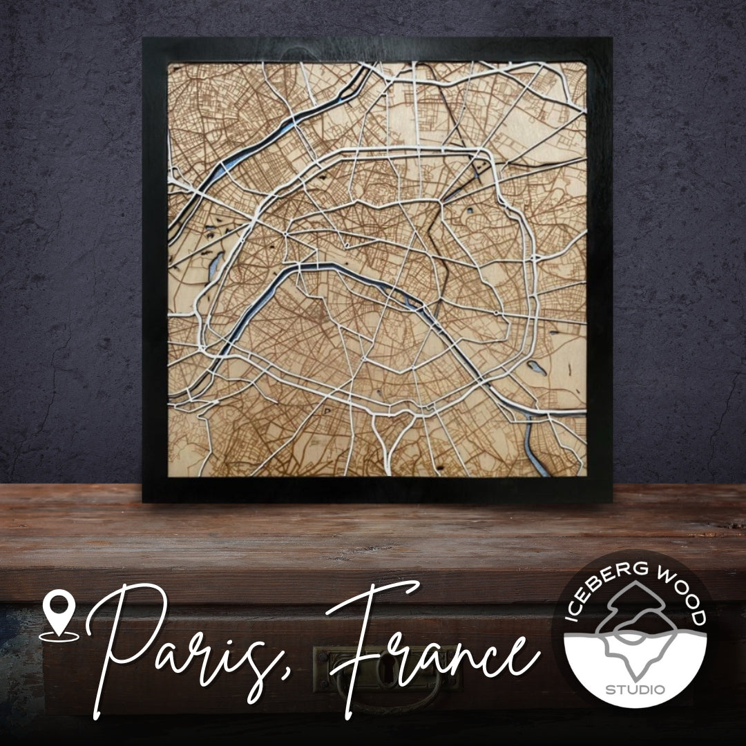 2' x 2' Wooden Map of Any City in the World